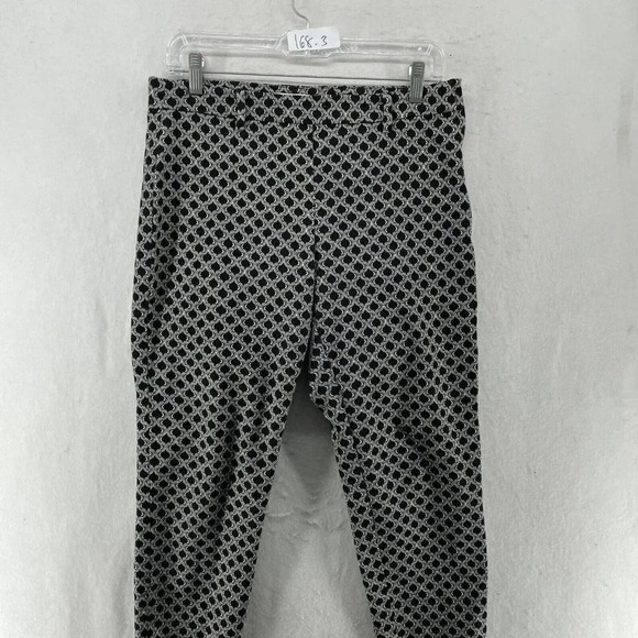 H&M Ankle Pants Women's Sz 8 Black Pattern High-Rise Skinny Stretch Pockets - Picture 6 of 12